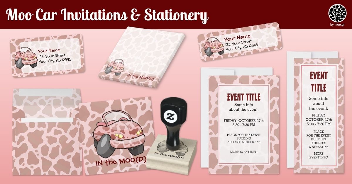 Moo Car Invitations & Stationery